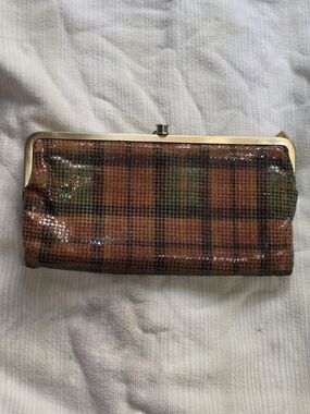 HOBO Plaid Frame Clutch Wallet in Brown and Green